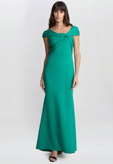 Gina Bacconi Green Jade Willow Twist Knot Maxi Dress