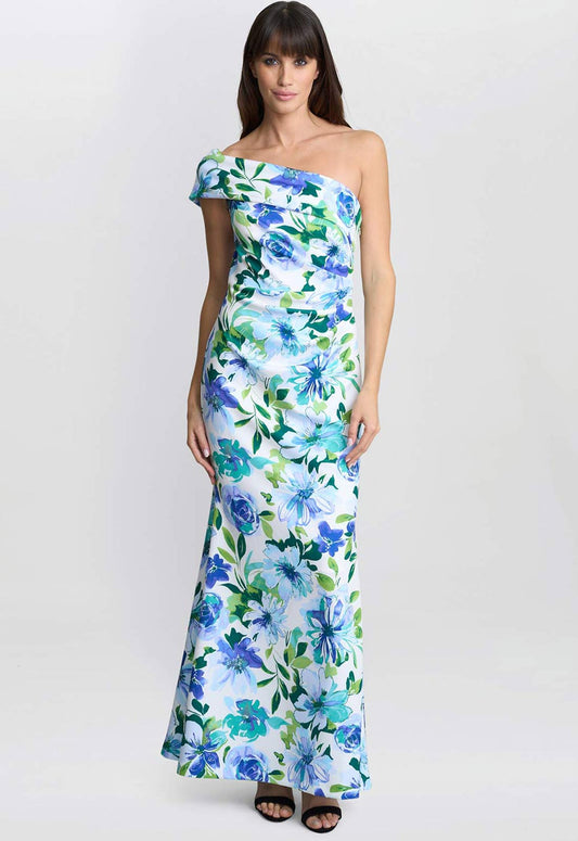 Gina Bacconi Blue Josie Printed Maxi Dress
