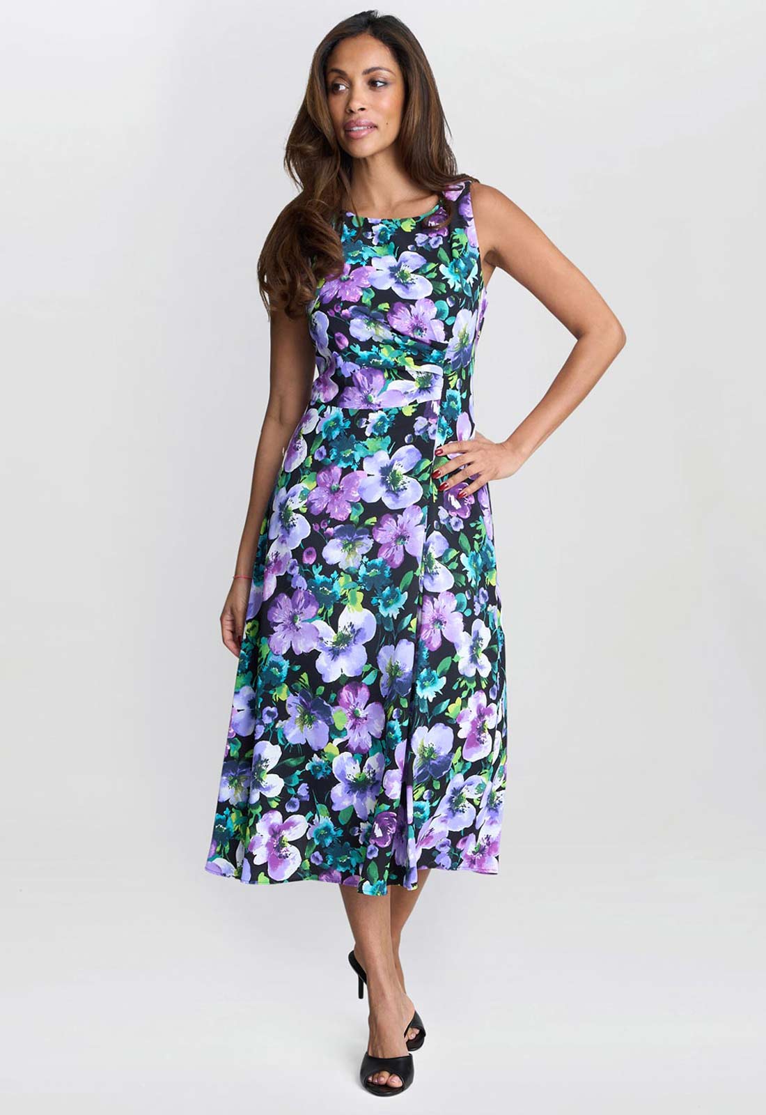 Gina Bacconi Blue Jeselle Floral Printed Dress