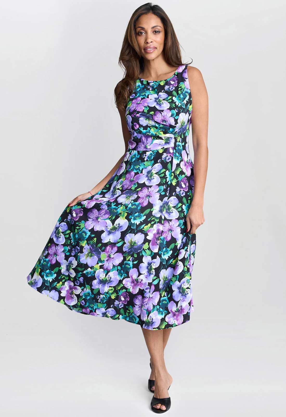 Gina Bacconi Blue Jeselle Floral Printed Dress
