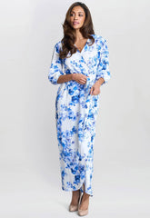 Gina Bacconi Blue Karen Floral Print Maxi Dress