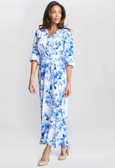 Gina Bacconi Blue Karen Floral Print Maxi Dress