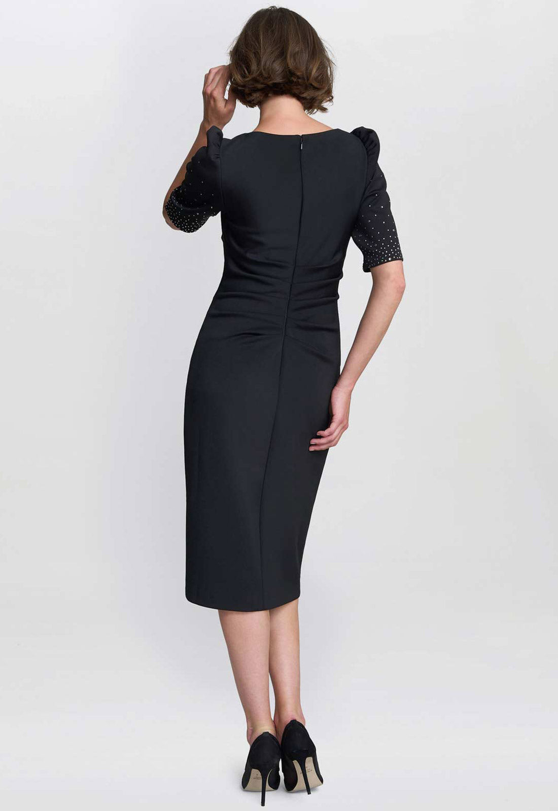 Gina Bacconi Black Louisa Dress With Beaded Sleeve