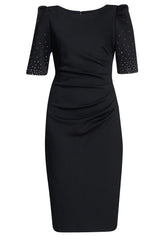 Gina Bacconi Black Louisa Dress With Beaded Sleeve