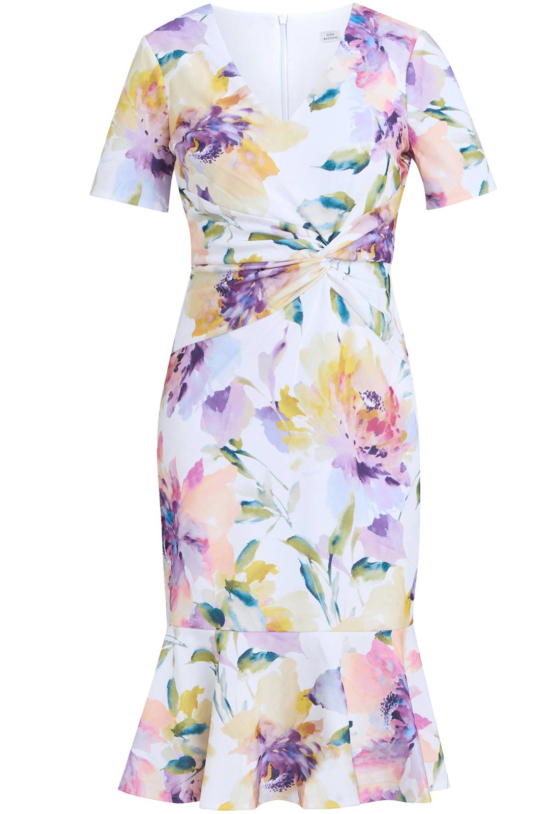 Gina Bacconi Multi Joy Printed Crepe Dress