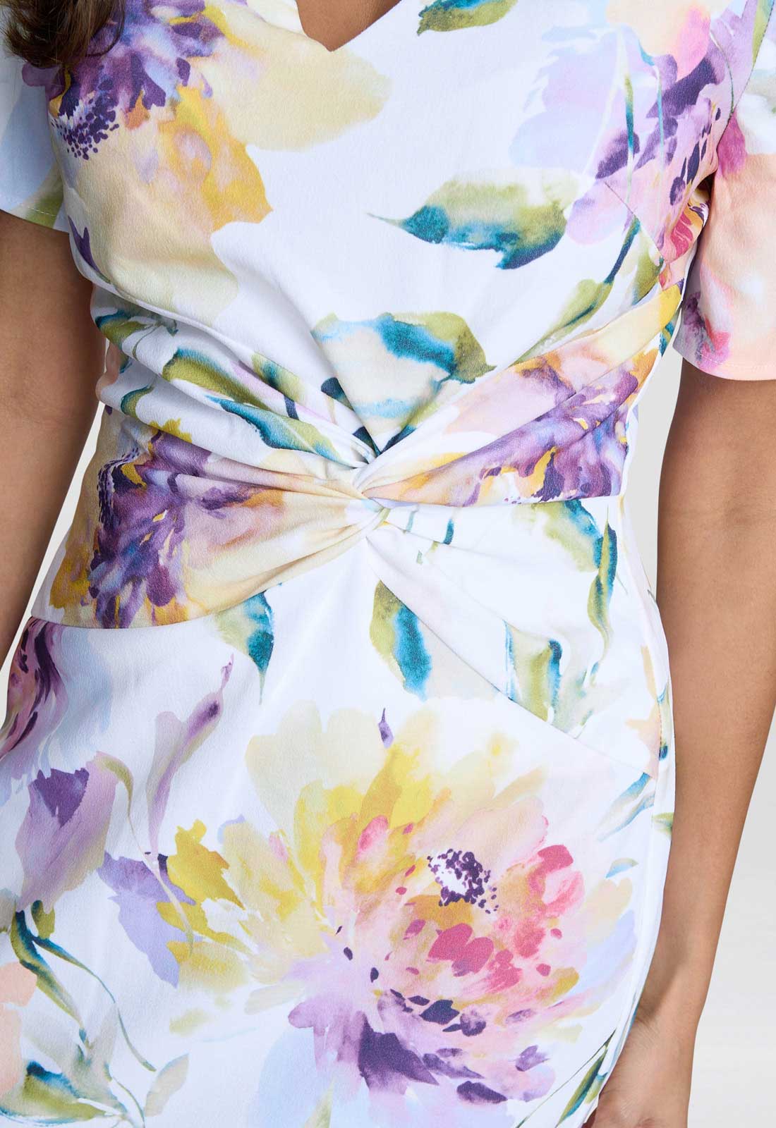 Gina Bacconi Multi Joy Printed Crepe Dress