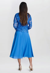 Gina Bacconi Cobalt Adele Soutache Lace Jacket With Chiffon Dress