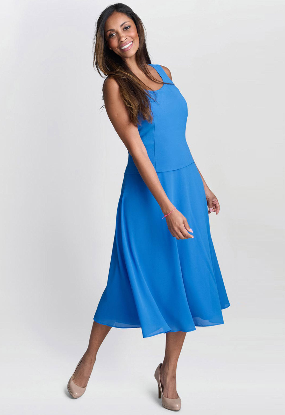 Gina Bacconi Cobalt Adele Soutache Lace Jacket With Chiffon Dress