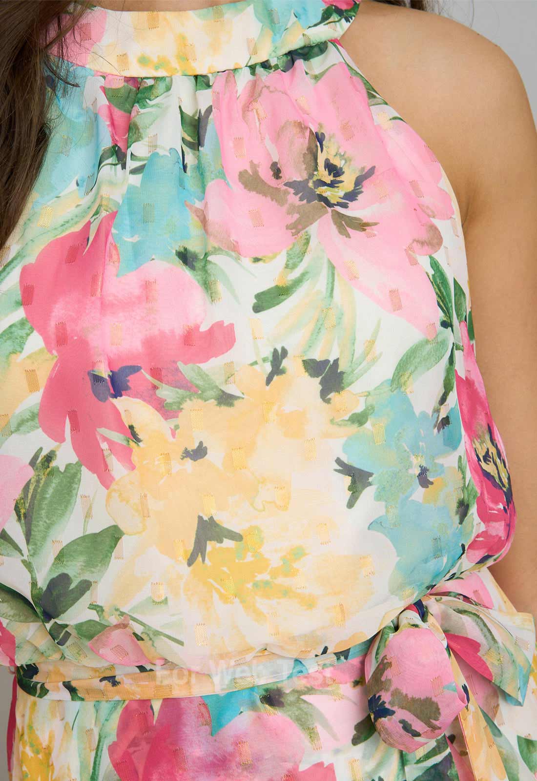 Gina Bacconi Multi Beatrice Lurex Chiffon Dress