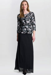 Gina Bacconi Black Bernice Chiffon Maxi Skirt
