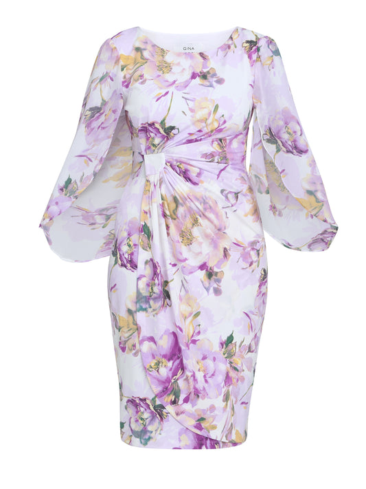 Gina Bacconi Ivory Harmony Floral Print Dress