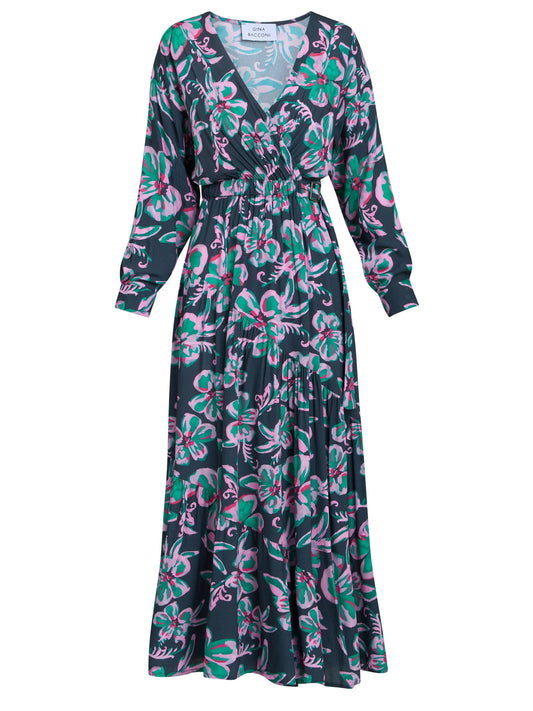 Gina Bacconi Black / Pink Rosalee Belted Dress