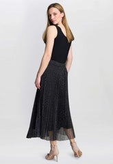 Gina Bacconi Black / Cream Roslynn Pleated Mesh Skirt