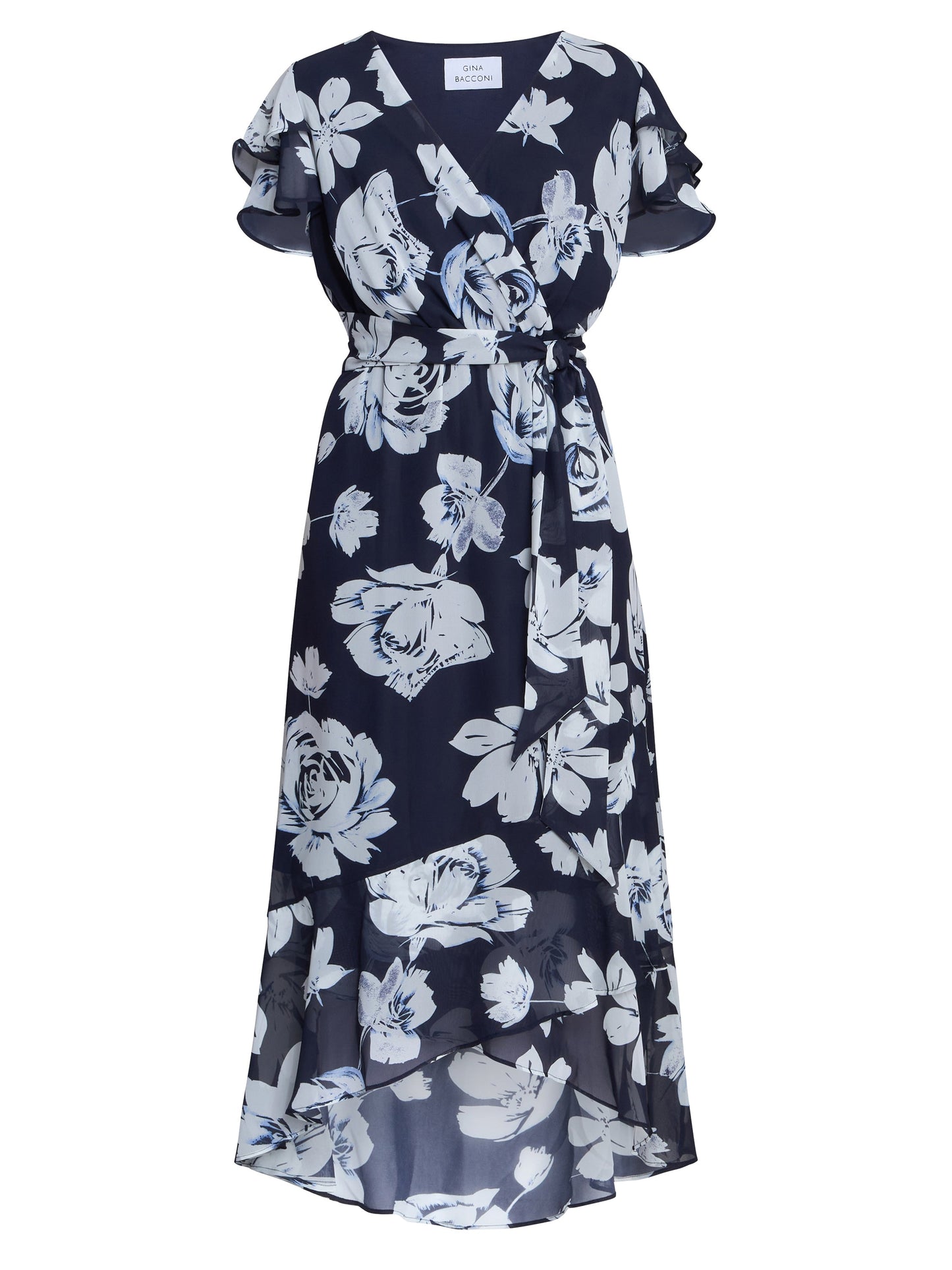 Gina Bacconi Navy / Multi Teresa Floral Chiffon Dress