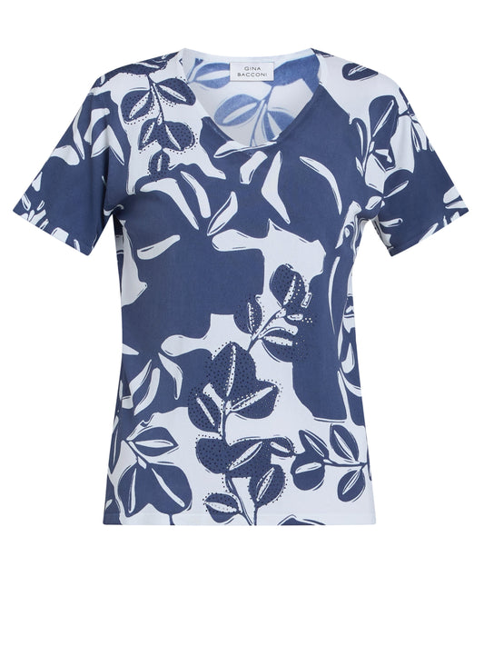 Gina Bacconi BLUE Barbie Lightweight Short Sleeve Sweater With Diamante Detail