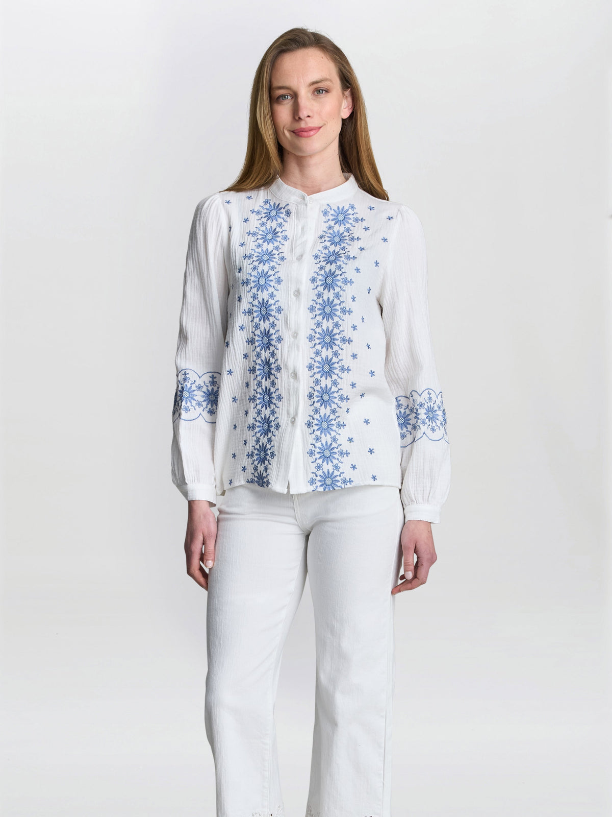 Gina Bacconi Clare Cotton Muslin Embroidered Shirt