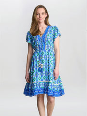 Gina Bacconi Blue Print Evana Short Summer Dress
