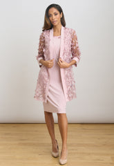 Gina Bacconi Blush Destiny Floral Applique Dress And Jacket With Detachable Necklace