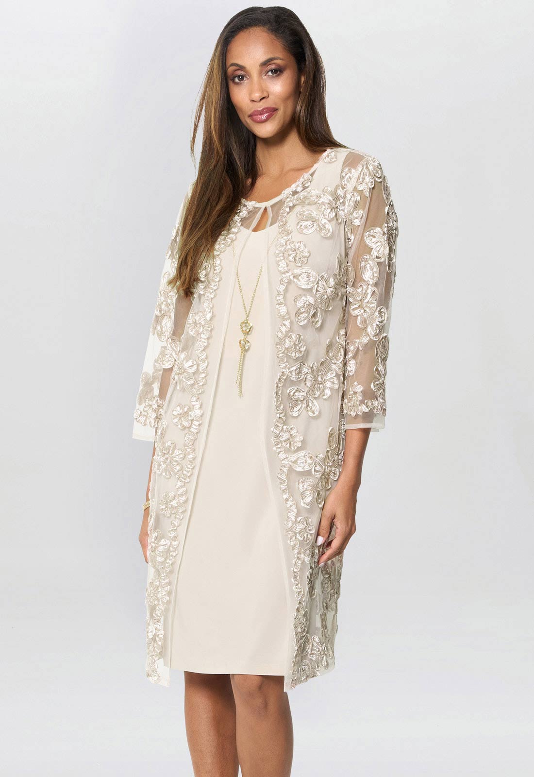 Gina Bacconi Champagne Dollie& Jacket Outfit
