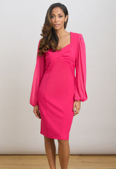 Gina Bacconi Fuchsia Della Crepe Dress