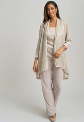 Gina Bacconi CHAMPAGNE Natasha Three Piece Metallic Crinkle Trouser Suit