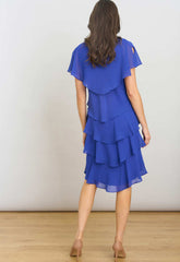Gina Bacconi COBALT Bella Georgette Tiered Dress