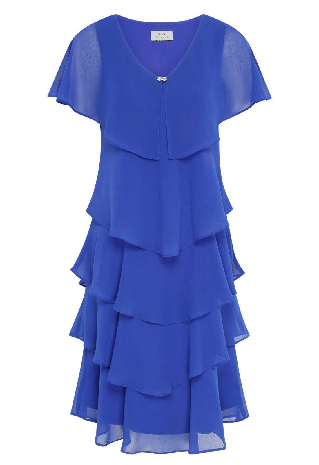 Gina Bacconi COBALT Bella Georgette Tiered Dress