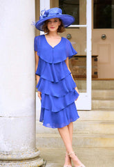 Gina Bacconi COBALT Bella Georgette Tiered Dress