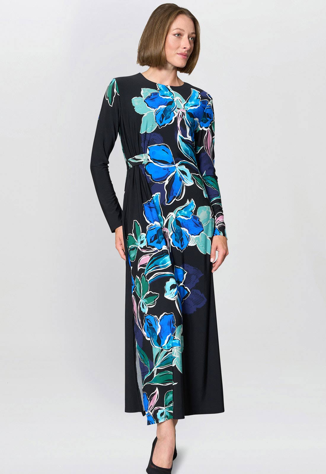Gina Bacconi Black / Multi Eli Floral Print Maxi Dress