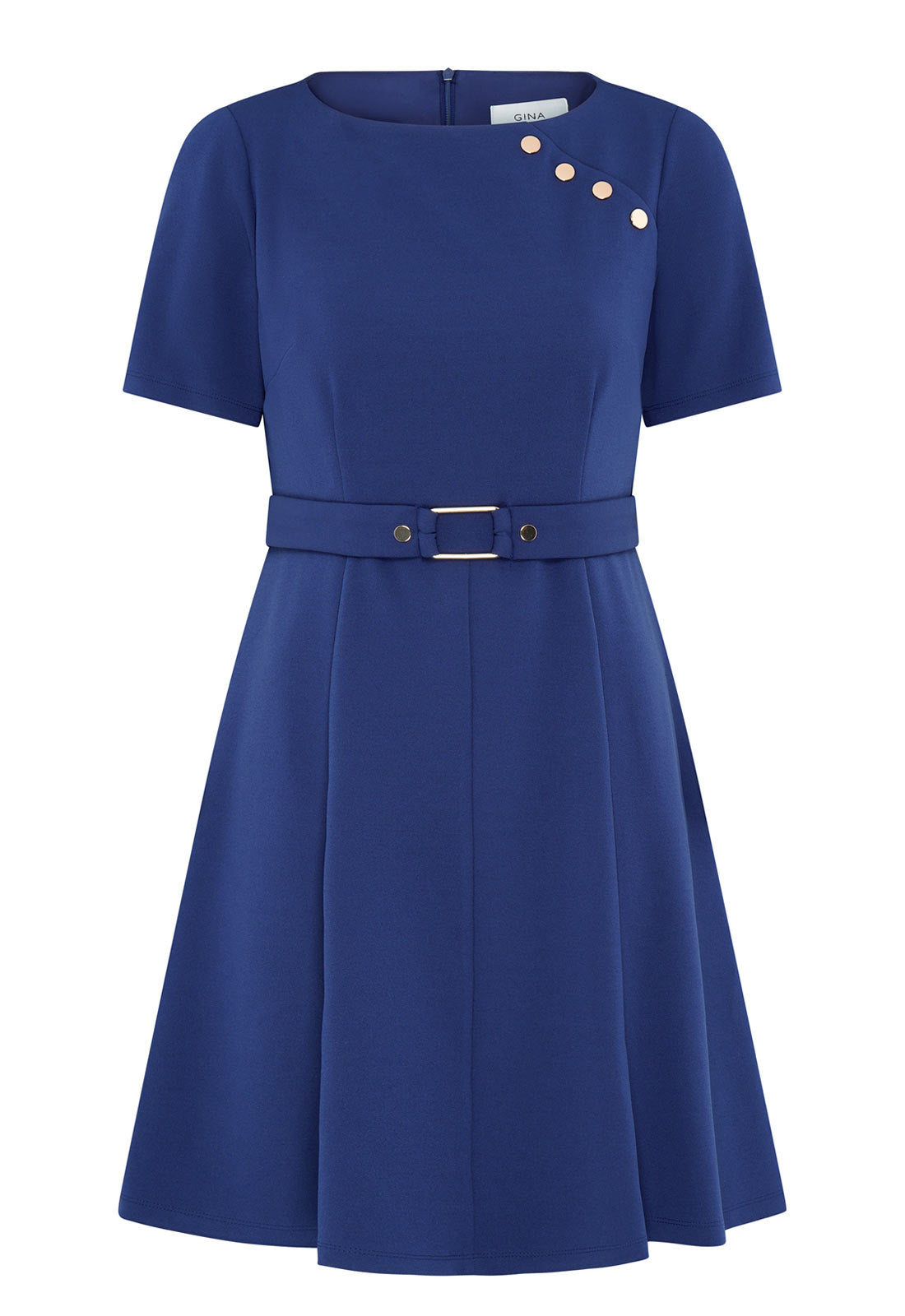 Gina Bacconi Light Navy Elise Belted Shift Dress
