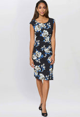 Gina Bacconi BLACK / MULTI Cybil Floral Print Sleeveless Dress