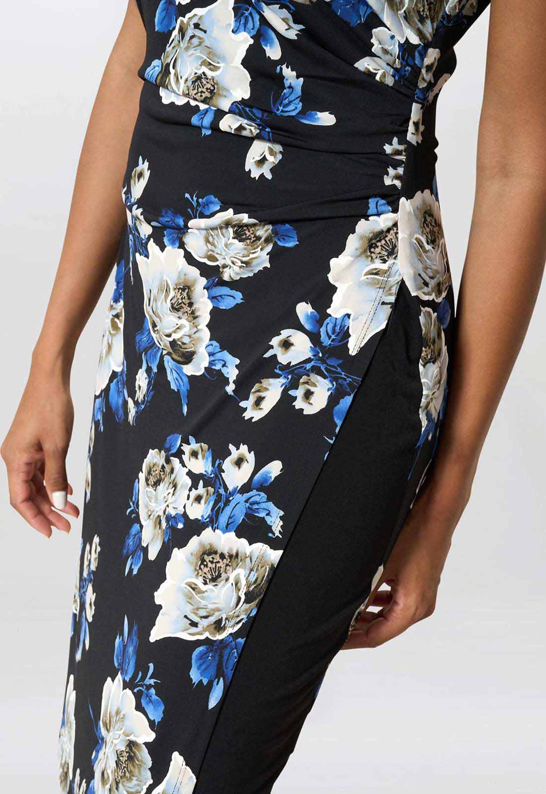 Gina Bacconi BLACK / MULTI Cybil Floral Print Sleeveless Dress