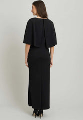 Gina Bacconi BLACK Francine Cape Sleeve Maxi Dress