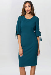 Gina Bacconi Dark Green Gilly 3/4 Sleeve Structured Dress