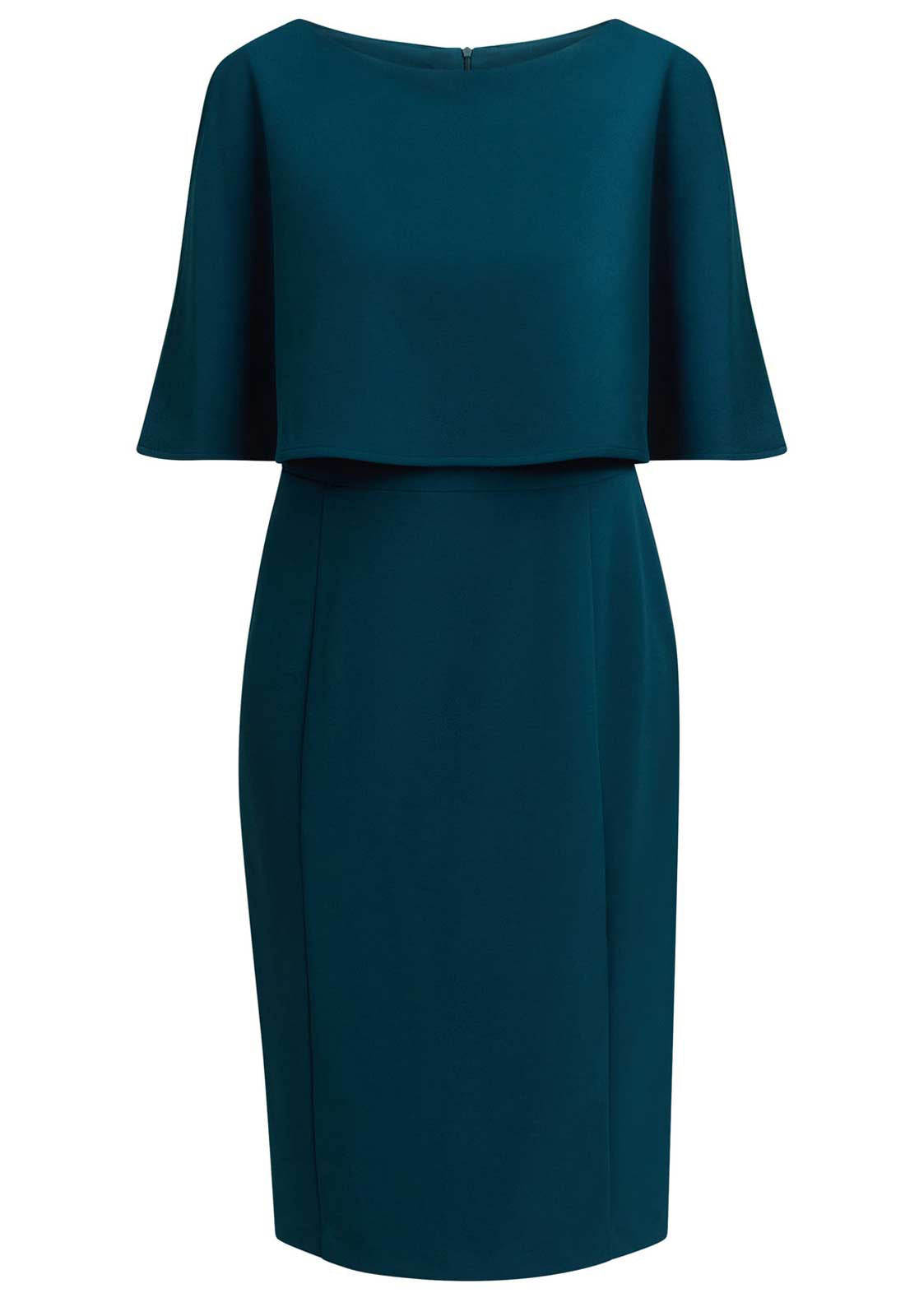 Gina Bacconi DARK GREEN Gillian Chiffon Cape Dress