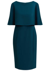 Gina Bacconi DARK GREEN Gillian Chiffon Cape Dress