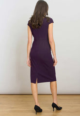 Gina Bacconi AUBERGINE Gilda Sheath Dress