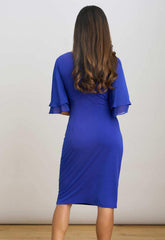 Gina Bacconi COBALT Hanne Jersey And Chiffon Wrap Dress