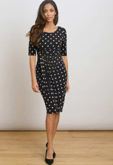 Gina Bacconi BLACK / BEIGE Harper Jersey Wrap Dress