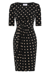 Gina Bacconi BLACK / BEIGE Harper Jersey Wrap Dress
