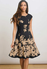 Gina Bacconi BLACK / BEIGE Holli Floral Print Dress