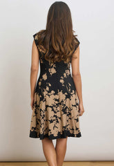 Gina Bacconi BLACK / BEIGE Holli Floral Print Dress