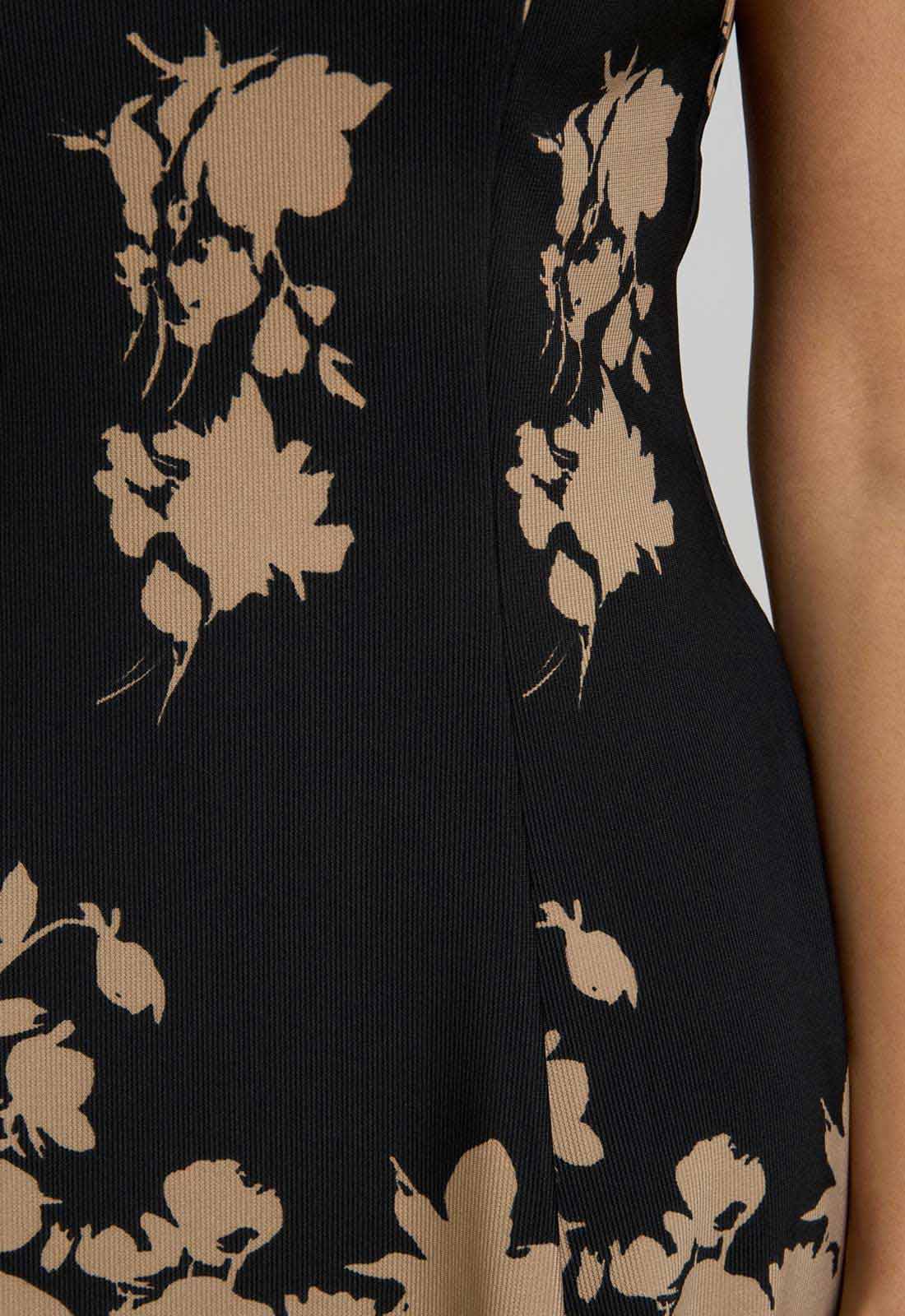Gina Bacconi BLACK / BEIGE Holli Floral Print Dress