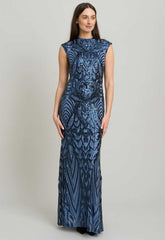 Gina Bacconi BLUE Felice Sequin Embellished Maxi Dress