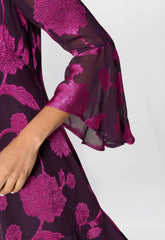 Gina Bacconi Fuchsia Isabella Embroidered Fit And Flare Dress