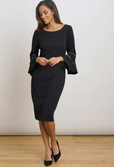 Gina Bacconi BLACK Ivette Long Sleeve Dress