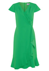 Gina Bacconi GREEN Ruffle Hem Crepe Dress