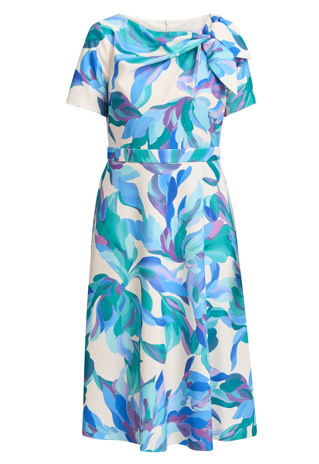 Gina Bacconi BLUE / MULTI Parker Tie Neck Print Dress