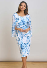 Gina Bacconi BLUE / WHITE Harmony Floral Print Dress