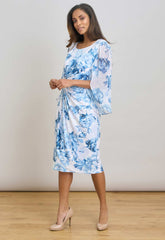 Gina Bacconi BLUE / WHITE Harmony Floral Print Dress